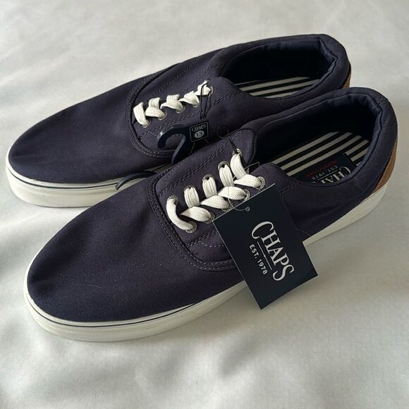 Chaps Canvas Shoes Mens 13 Navy Memory Foam - Picture 1 of 5